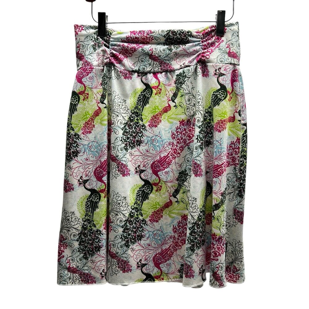 Soybu Active Skirt Pink Gray Peacock Print Soft Stretch Women's Size Small